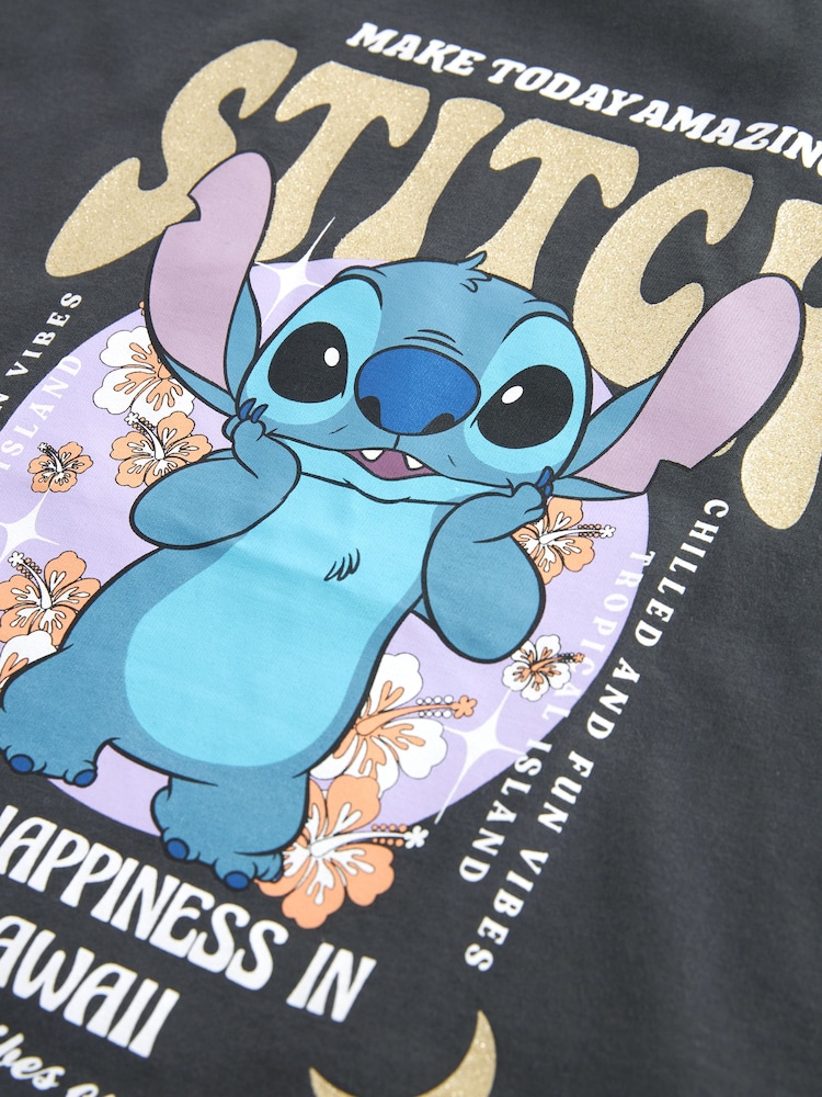 Lilo & Stitch Charcoal 100% Cotton Oversized T-Shirt (3-16yrs) - Image 7 of 7
