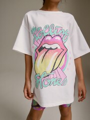 Weiß, pink: - Übergroßes Rolling Stones-T-Shirt und Shorts im Set (3–16 J.) - Bild 4 von 7
