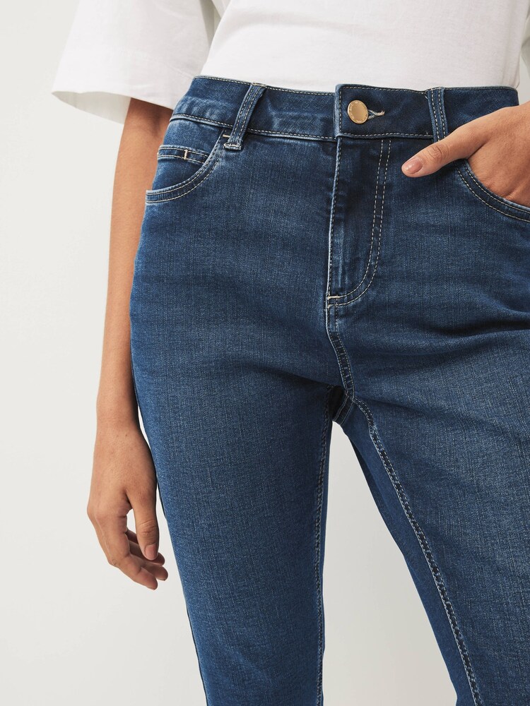 Denim Dark Blue Capri Cropped Jeans - Image 2 of 5 Denim Dark Blue Capri Cropped Jeans - Image 2 of 5