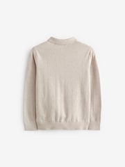 Putty Textured Knit Zip Neck Long Sleeve Polo Shirt (3-16yrs) - Image 2 of 3