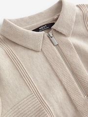 Putty Textured Knit Zip Neck Long Sleeve Polo Shirt (3-16yrs) - Image 3 of 3