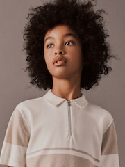 Neutral Short Sleeved Colourblock Zip Polo Shirt (3-16yrs) - Image 4 of 8