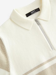 Neutral Short Sleeved Colourblock Zip Polo Shirt (3-16yrs) - Image 8 of 8