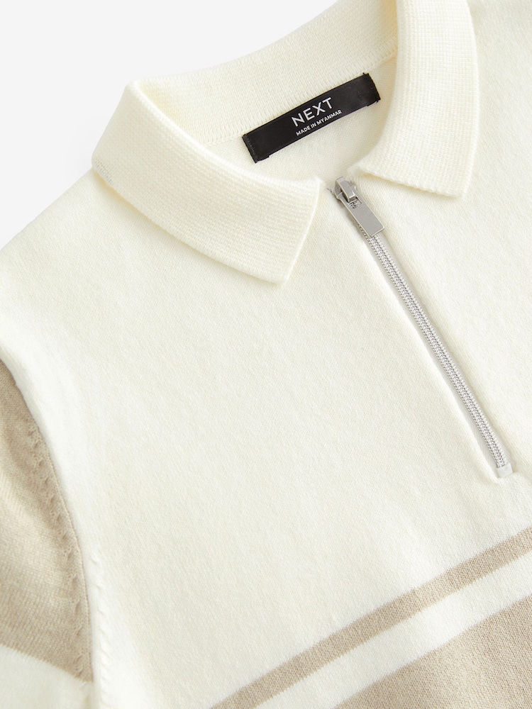 Neutral Short Sleeved Colourblock Zip Polo Shirt (3-16yrs) - Image 8 of 8 Neutral Short Sleeved Colourblock Zip Polo Shirt (3-16yrs) - Image 8 of 8