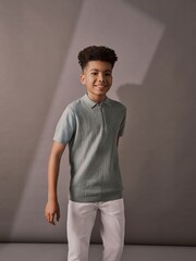 Minerals 100% Cotton Short Sleeved Bubble Texture Polo Shirt (3-16yrs) - Image 3 of 6