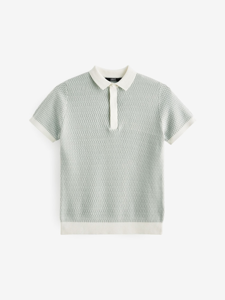 modra - 100% Bombaž kratek rokav; s kratkimi rokavi Geo Pattern polo majice (3-16yrs) - Slika 1 iz 3