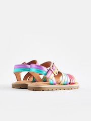 Rainbow Standard Fit (F) Leather Stripe Sandals - Image 3 of 5
