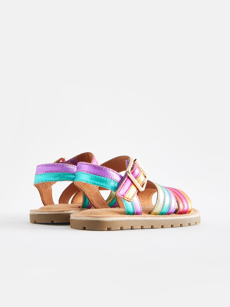 Buy Rainbow Standard Fit (F) Leather Stripe Sandals from the Next