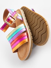 Rainbow Standard Fit (F) Leather Stripe Sandals - Image 5 of 5