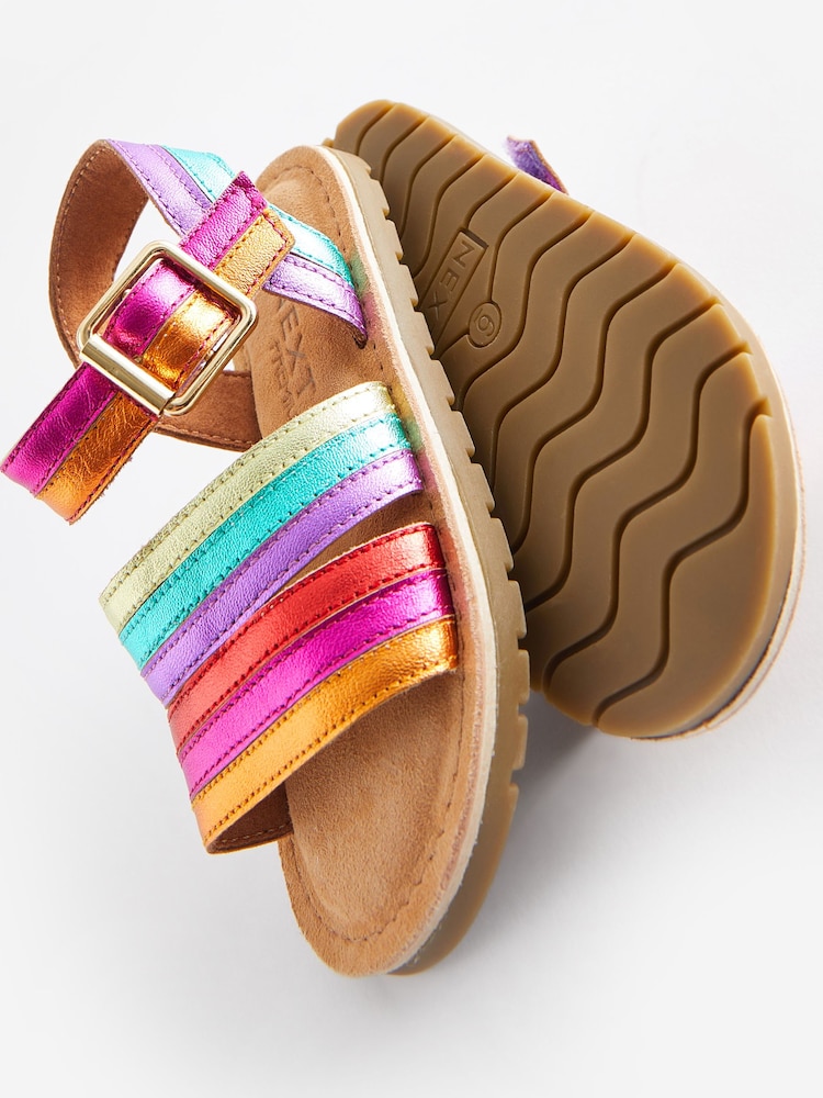 Rainbow Standard Fit (F) Leather Stripe Sandals - Image 5 of 5