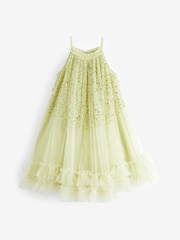 Matcha Green Sequin Mesh Trapeze Occasion Dress (3-16yrs) - Image 5 of 7
