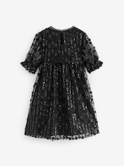 Black Sequin Mesh Flower Party Dress (3-16yrs) - Image 5 of 6