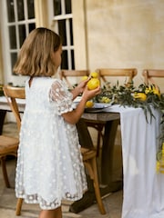 White Sequin Mesh Flower Party Dress (3-16yrs) - Image 1 of 5