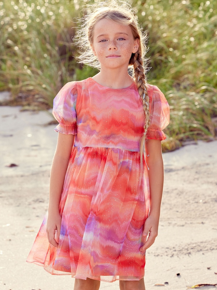 Orange/Purple Mesh Sparkle Party Dress (3-16yrs) - Image 1 of 6