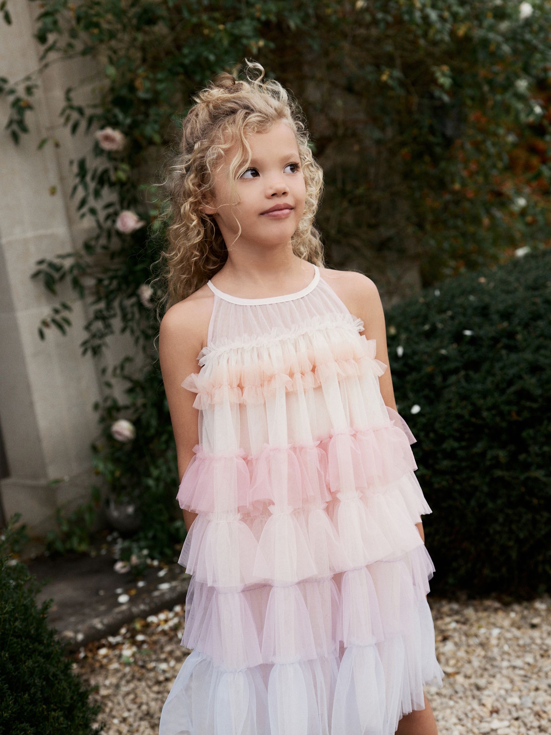 Acheter Rose pastel arc en ciel Robe de fete en maille a volants 3 16ans from Next Luxembourg