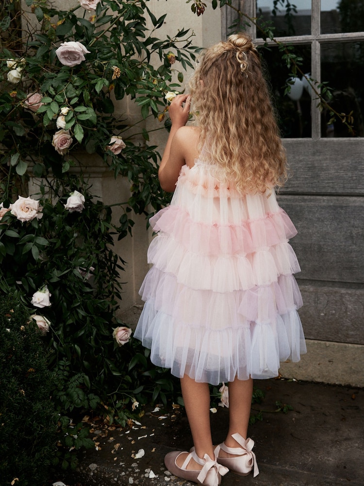 Pink/ Pastel Rainbow Tiered Mesh Party Dress (3-16yrs) - Image 4 of 8