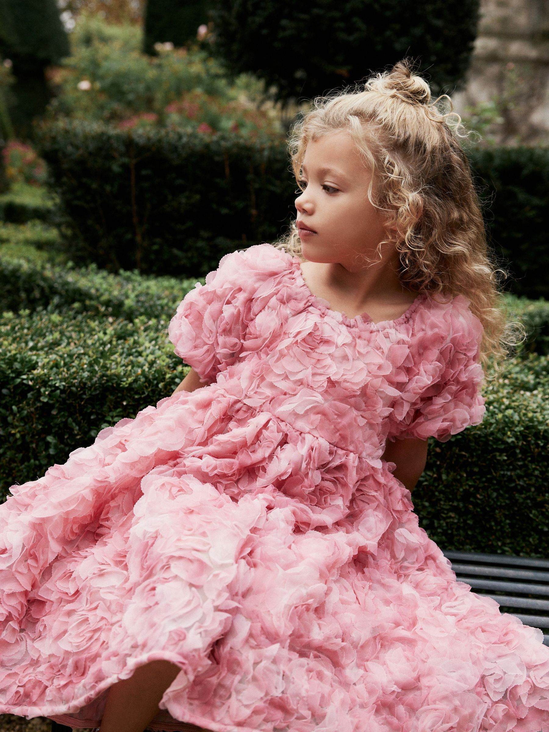 Pink Rose 3D Floral Print Occasion Dress 3 16yrs