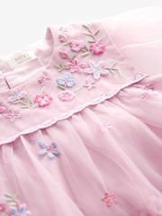 Pink Pretty Embroidered Long Sleeve Soft Mesh Dress (3-16yrs) - Image 8 of 8