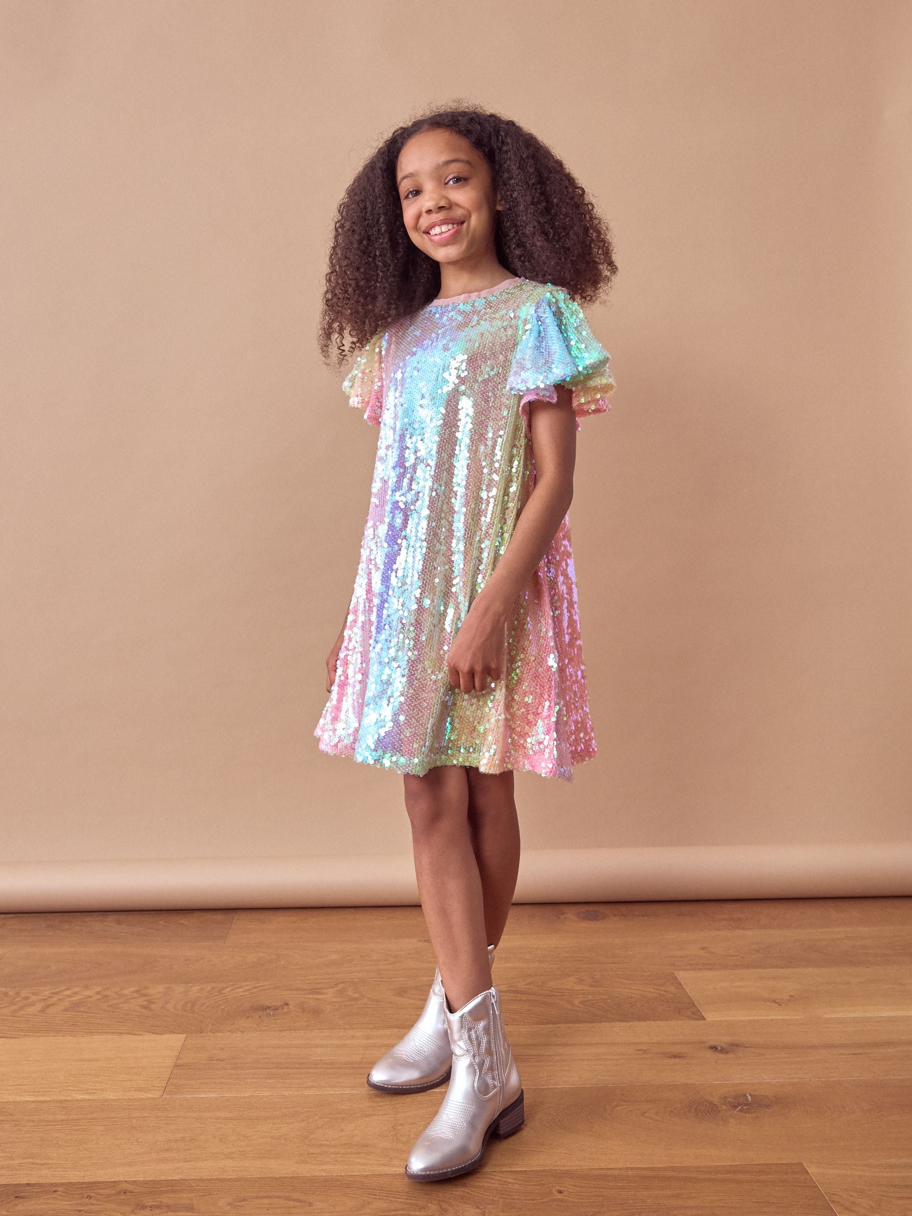 Buy Pink Blue Green Rainbow Sequin Sparkle Party Dress 3 16yrs from Next Turkey