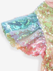 Pink/Blue/Green Rainbow Sequin Sparkle Party Dress (3-16yrs) - Image 3 of 7