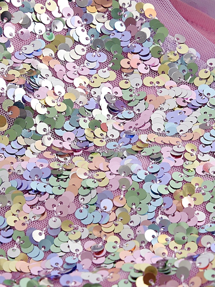 Lilac Purple/Pastel Rainbow Sequin Sparkle Party Dress (3-16yrs) - Image 4 of 4 Lilac Purple/Pastel Rainbow Sequin Sparkle Party Dress (3-16yrs) - Image 4 of 4