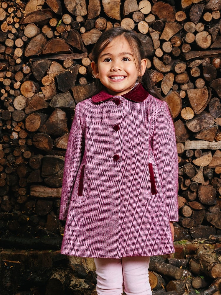 Trotters London Pink Herringbone Matilda Swing Coat - Image 1 of 1