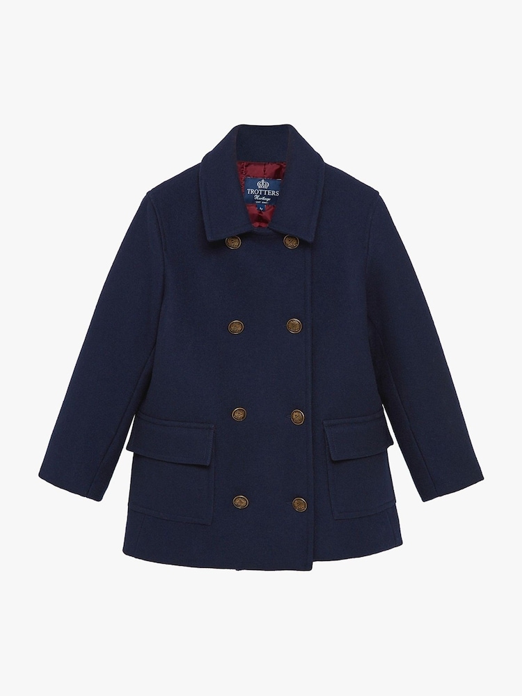Trotters London Blue Pea Coat - Image 2 of 4
