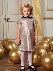 Trotters London Gold Sequin Christmas Party Dress - Image 3 of 7
