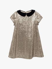 Trotters London Gold Sequin Christmas Party Dress - Image 5 of 7