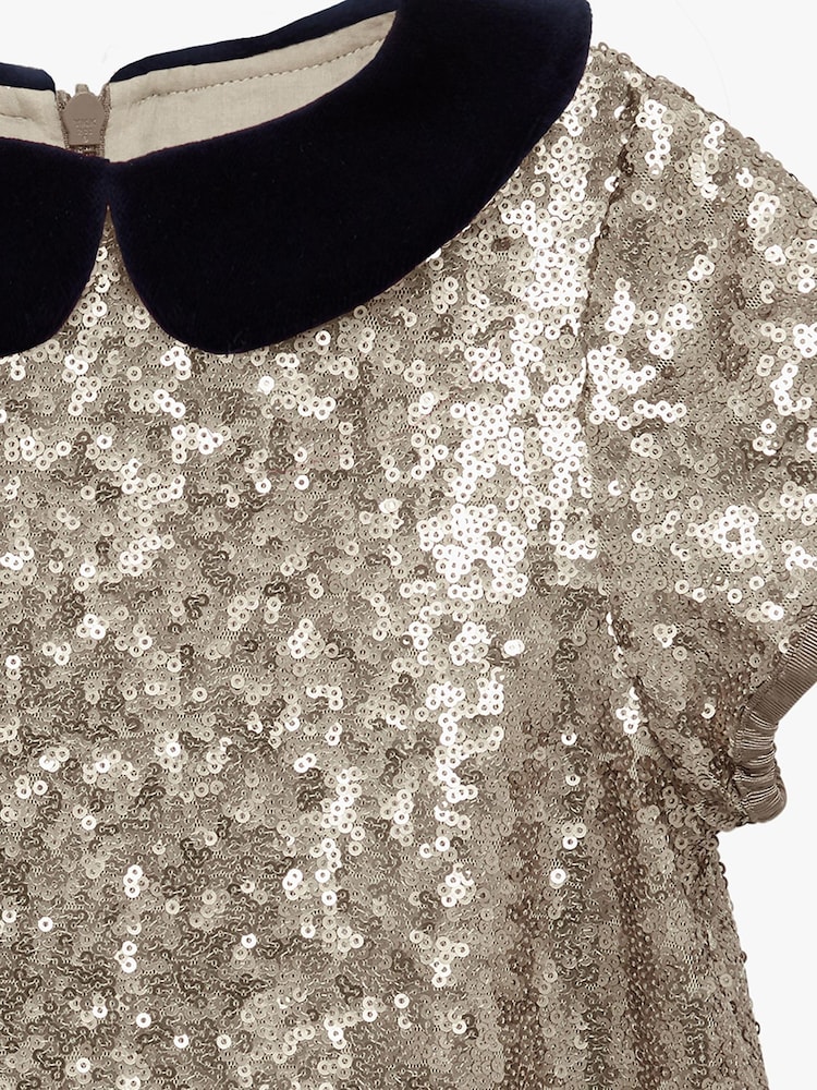 Trotters London Gold Sequin Christmas Party Dress - Image 7 of 7