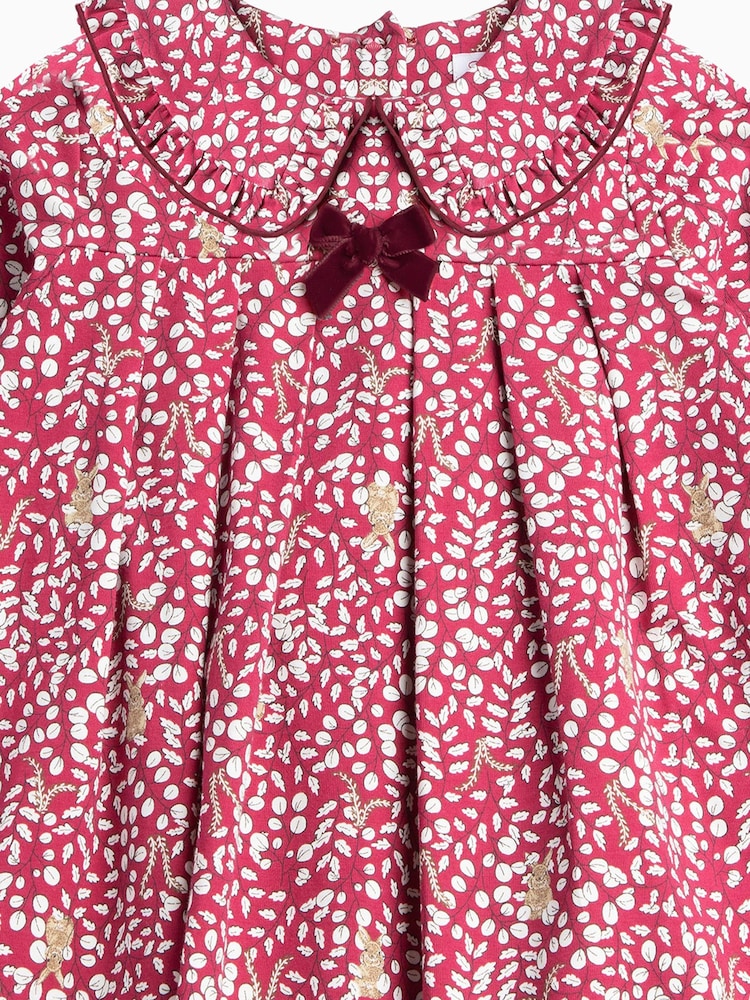 Trotters London Red Woodland Bunny Pretty Collar Dress - Image 3 of 3