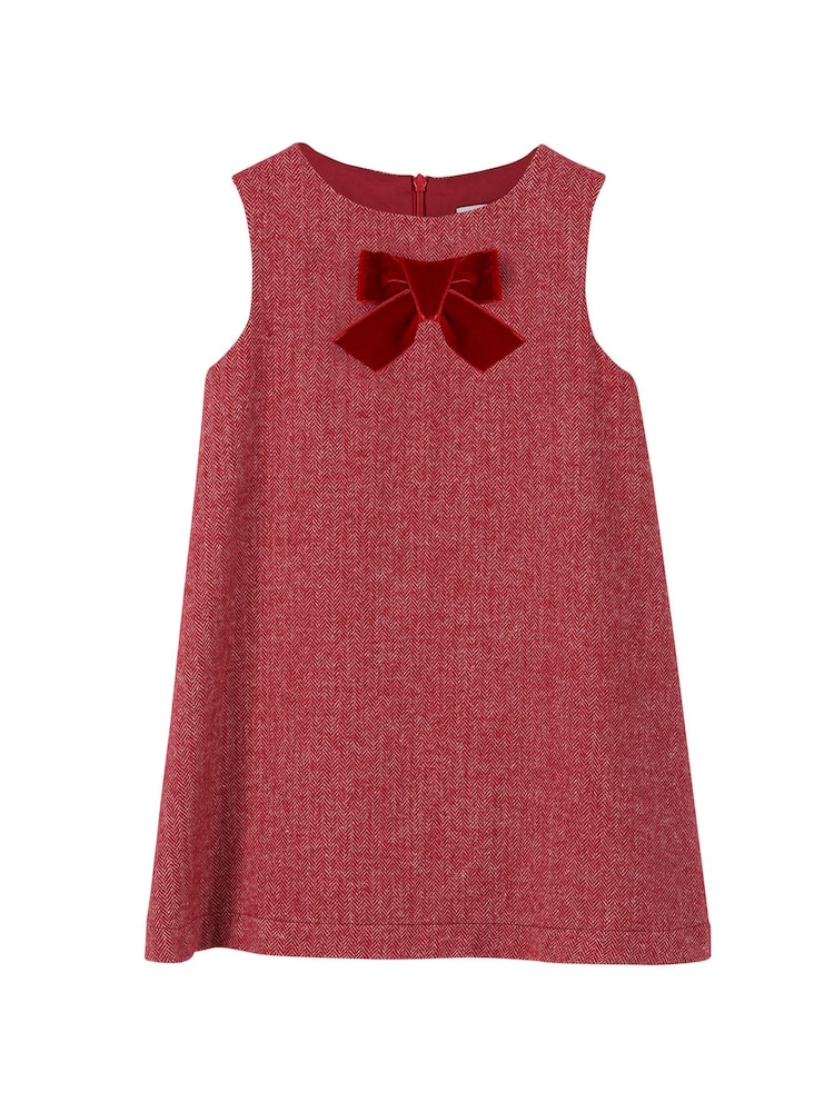 Trotters London Red Herringbone Georgina Bow Dress - Image 1 of 3