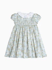 Trotters London Blue Bunny Willow Smocked Cotton Dress - Image 1 of 3
