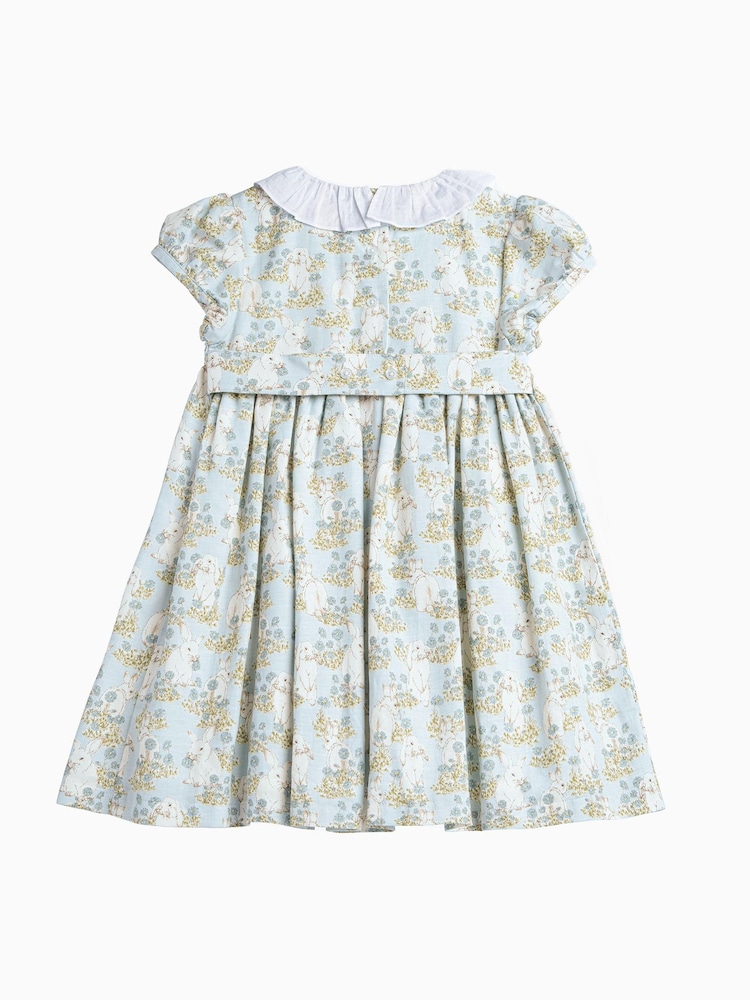 Trotters London Blue Bunny Willow Smocked Cotton Dress - Image 2 of 3
