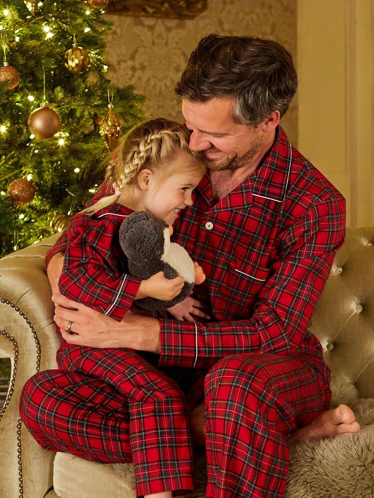 Trotters London Red Tartan Daddy Cosy Cotton Christmas Pyjamas - Image 1 of 2