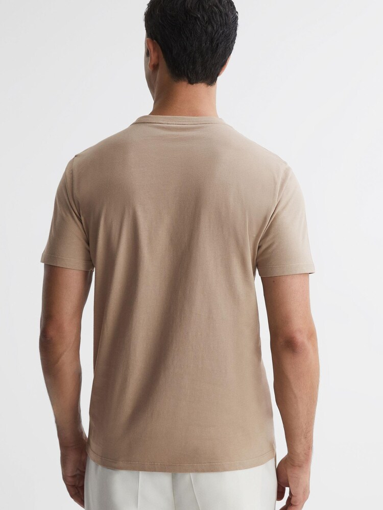 Reiss Taupe Bless Cotton Crew Neck T-Shirt - Image 4 of 4 Reiss Taupe Bless Cotton Crew Neck T-Shirt - Image 4 of 4