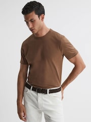 Reiss Tobacco Bless Cotton Crew Neck T-Shirt - Image 1 of 4