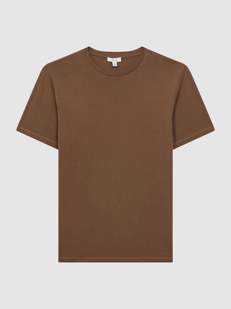 Reiss Tobacco Bless Cotton Crew Neck T-Shirt - Image 2 of 4