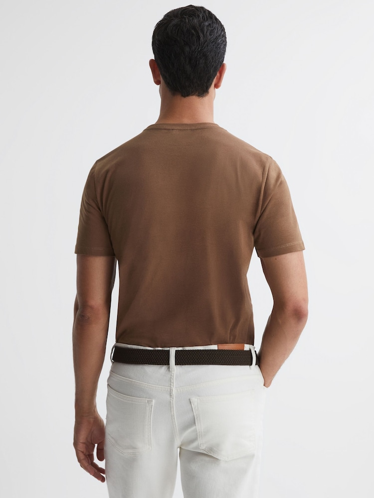 Reiss Tobacco Bless Cotton Crew Neck T-Shirt - Image 4 of 4