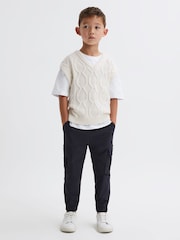 Reiss Ecru Acer 3-9 yrs Slim Fit Cable Knit Sleeveless Vest - Image 1 of 5