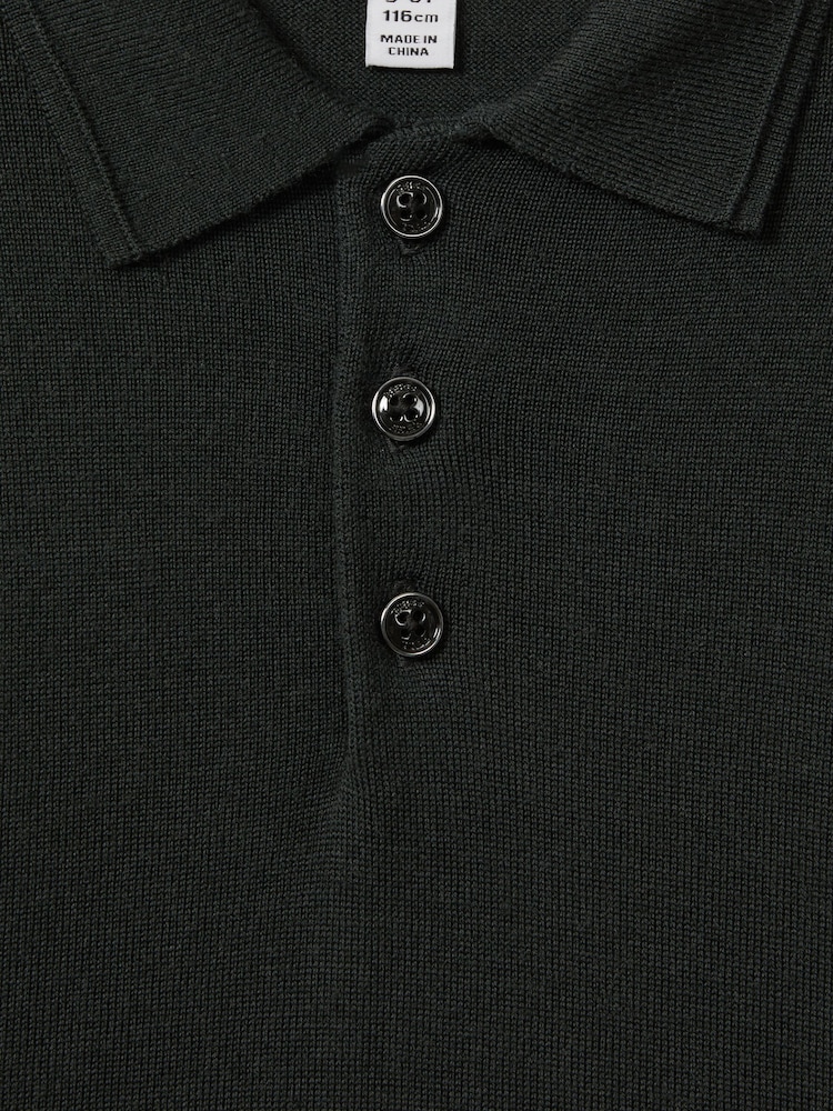 Reiss Forest Trafford Senior Merino Wool Polo Shirt - Image 6 of 6