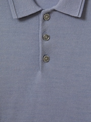 Reiss Porcelain Blue Trafford 9-14 yrs Merino Wool Polo Shirt - Image 6 of 6