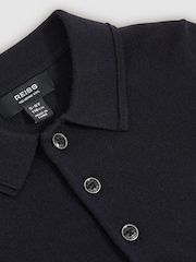 Reiss Navy Trafford 9-14 yrs Merino Wool Polo Shirt - Image 4 of 6
