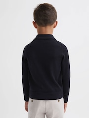 Reiss Navy Trafford 9-14 yrs Merino Wool Polo Shirt - Image 5 of 6