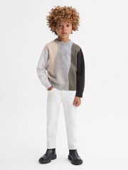 Reiss Mocha Waters Senior Fluffy Wool Crew Neck Jumper - Image 3 of 6
