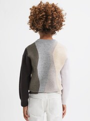 Reiss Mocha Waters Senior Fluffy Wool Crew Neck Jumper - Image 5 of 6