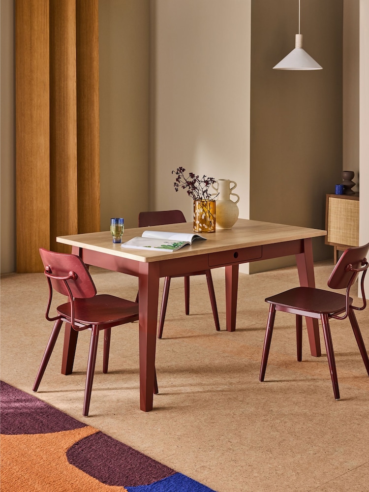 MADE.COM Oak and Terracotta Ralph Compact Dining Table - Image 1 of 6