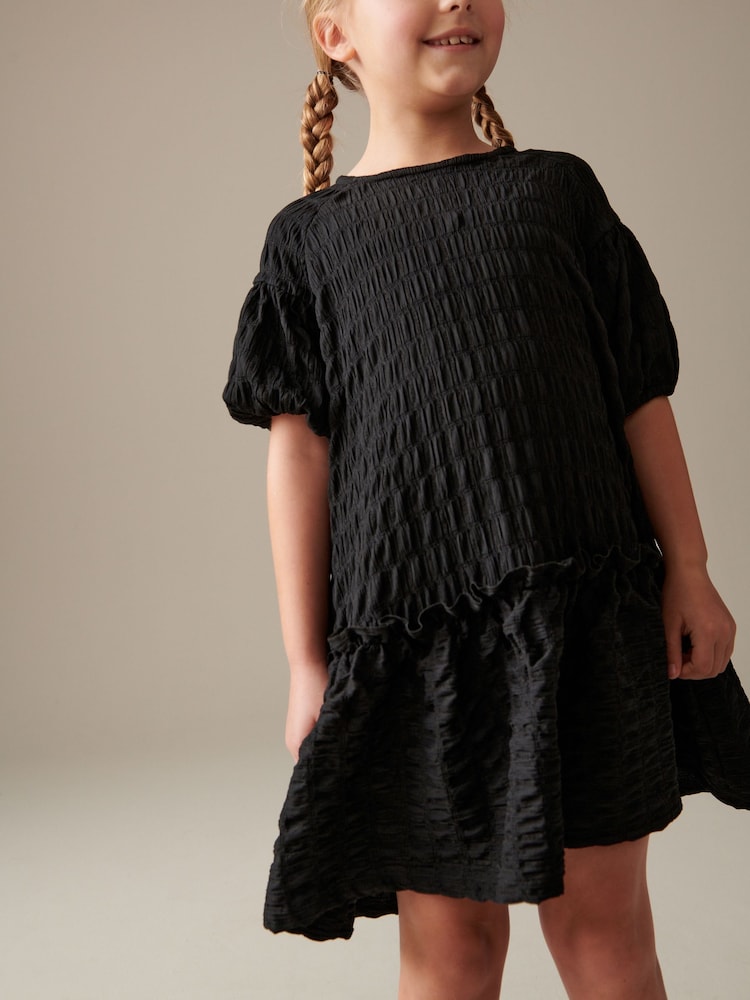 Black 3D Texture Dress (3-16yrs) - Image 2 of 7