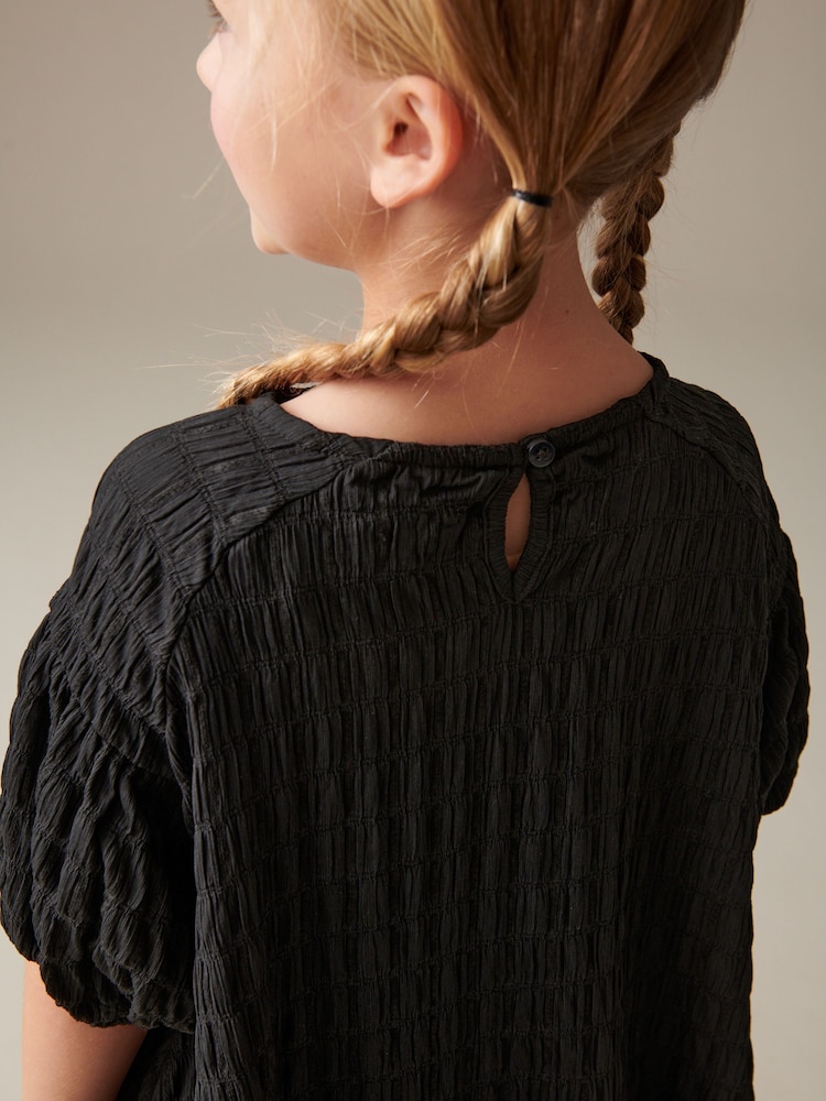 Black 3D Texture Dress (3-16yrs) - Image 4 of 7
