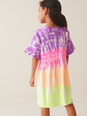 Multi Tie Dye Short Sleeve 100% Cotton Jersey Dress (3-16yrs) - Image 3 of 7
